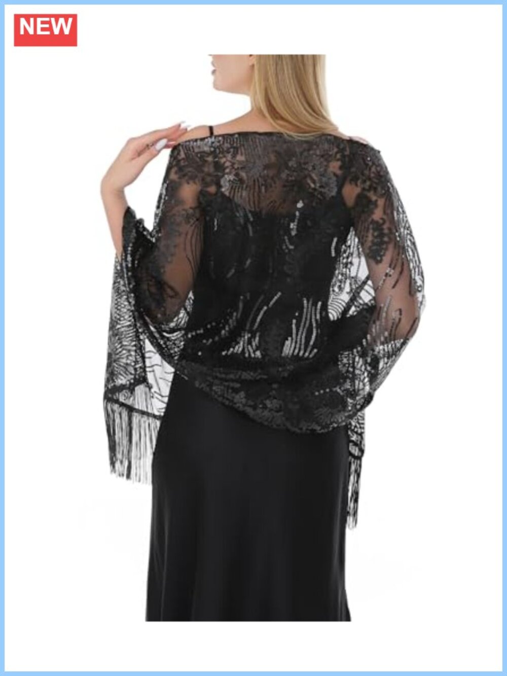 Sequin Lace Shawl Wrap Evening Dress Coverup Chiffon Formal Wedding
